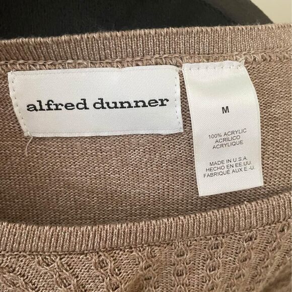 Alfred Dunner Cable Knit Sweater Medium Taupe Texture Round Neck - Picture 4 of 8